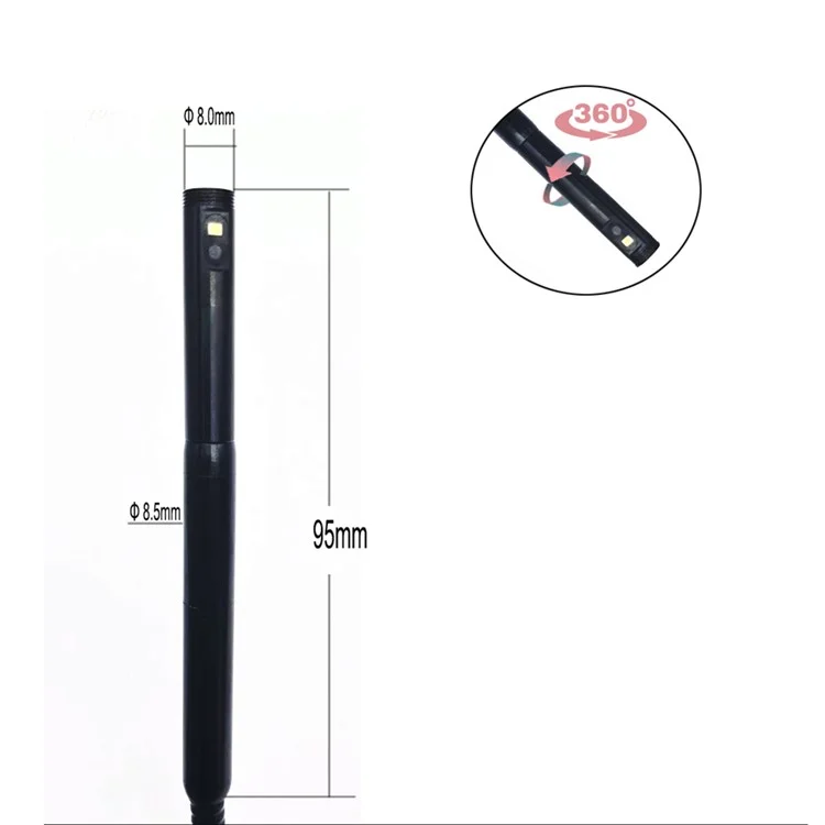 B317 5m Metal Wire 9-LED Waterproof Industrial Borescope Inspection Tool 8mm 360-Degree Rotation Dual-Lens 4.3-inch Screen Endoscope