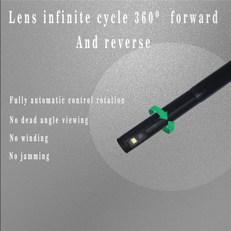 B317 5m Metal Wire 9-LED Waterproof Industrial Borescope Inspection Tool 8mm 360-Degree Rotation Dual-Lens 4.3-inch Screen Endoscope