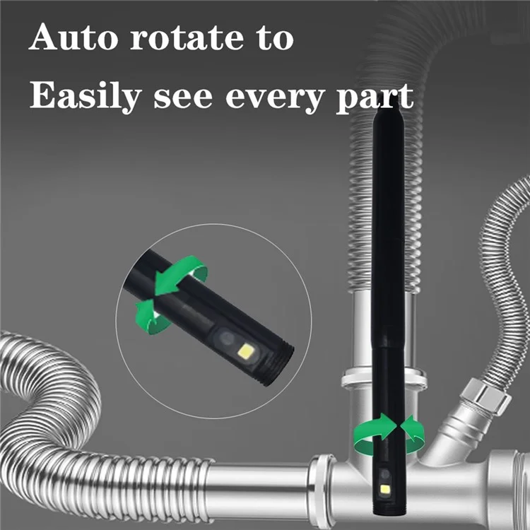 B317 5m Metal Wire 9-LED Waterproof Industrial Borescope Inspection Tool 8mm 360-Degree Rotation Dual-Lens 4.3-inch Screen Endoscope