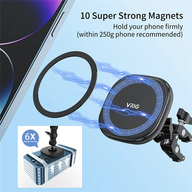 VRIG MG-01 Compatible with MagSafe to 1 / 4" Thread Adapter Mount Phone Holder Portable Magnetic Converter Support 360-Degree Adjustable