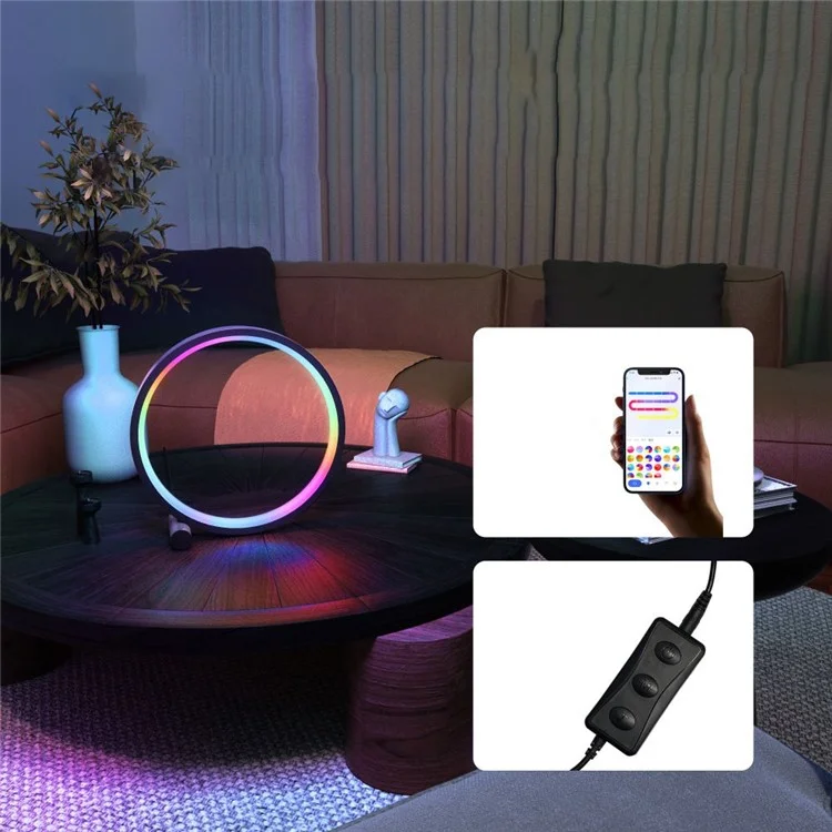 Luz de Noite RGB LED Smart Ring Light Gaming Ambiance Music Sync Kit Backlight (Controle de APP+Controle Com Fio+Controle Remoto)