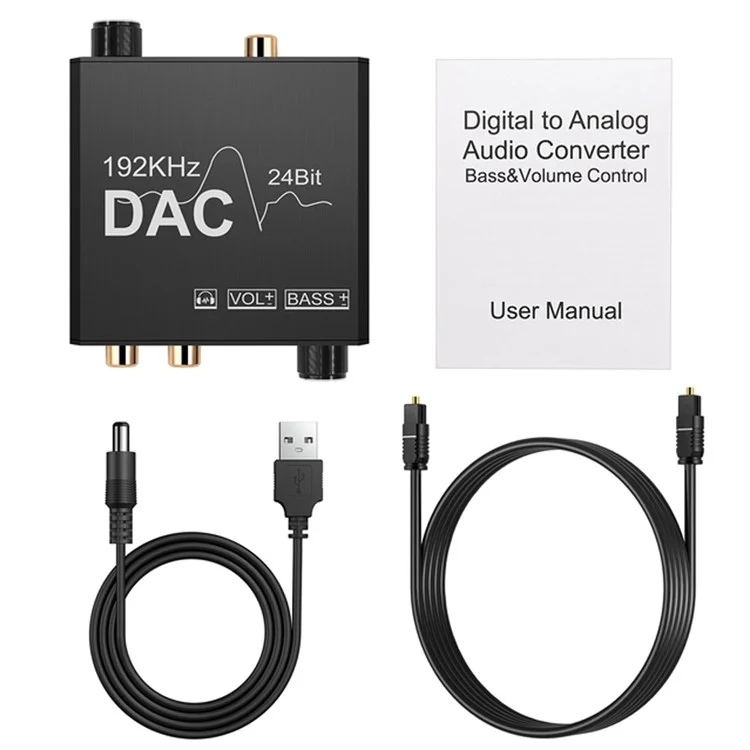 AY106 192Khz 24Bit DAC Digital to Analog Audio Converter with Volume Adjustment and Bass Control