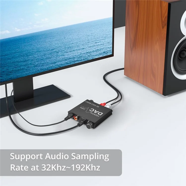 AY106 192 kHz 24 bits Convertidor de audio digital a analógico con ajuste de volumen y control de graves 
