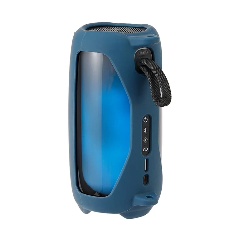 Для JBL Pulse5 Bluetooth -динамик Защитный Чехол Мягкий Силиконовый Корпус с Плечевым Ремнем и Карабинером - Темно-синий