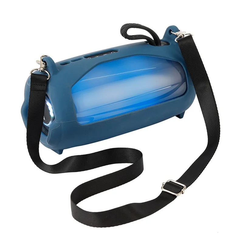 For JBL Pulse5 Bluetooth-compatible Speaker Protective Cover Soft Silicone Carrying Case with Shoulder Strap and Carabiner - Red