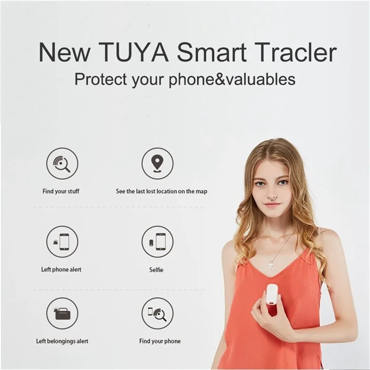 TY-06 Tuya Bluetooth Anti-Loss Device Wireless Smart Key Finder Portable Keychain Tracker Lightweight Item Locator - Preto