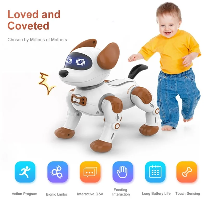 JJRC R19 Smart Sensor RC Robot Dog Handstand Infrared Control Simulate Electric Pet Toy for Kids Support Dancing, Music Functions - Yellow
