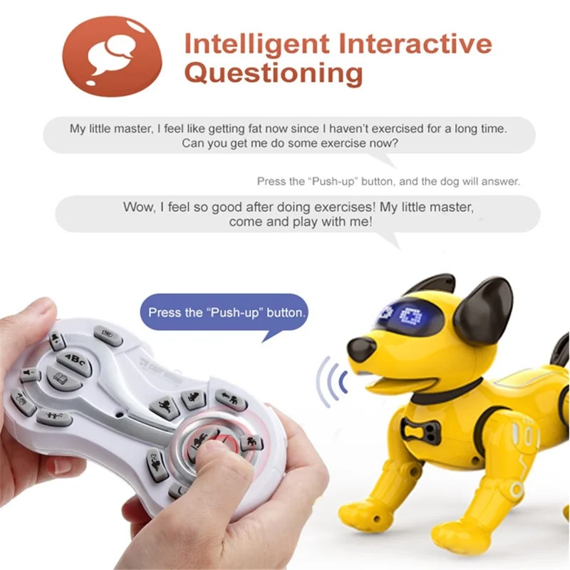 JJRC R19 Smart Sensor RC Robot Dog Handstand Infrared Control Simulate Electric Pet Toy for Kids Support Dancing, Music Functions - Yellow