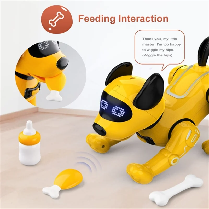 JJRC R19 Smart Sensor RC Robot Dog Handstand Infrared Control Simulate Electric Pet Toy for Kids Support Dancing, Music Functions - Yellow