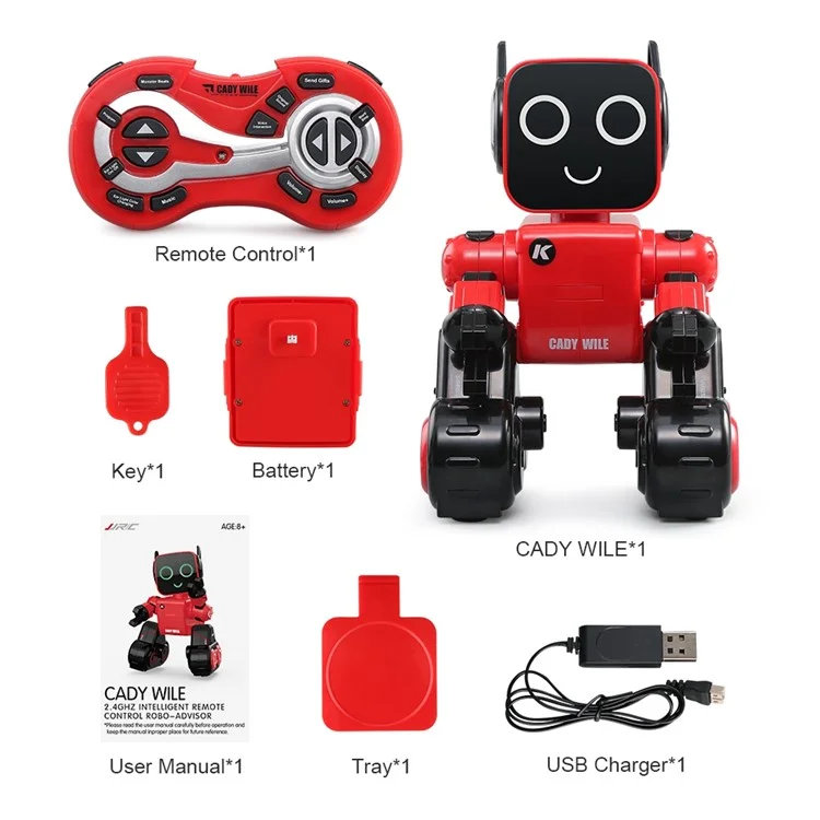 JJRC R4 RC Robot Intelligent Voce Controllo Programmabile Cantale Dancingo Tampio di Bambini Della Funzione di Pagge - Rosso