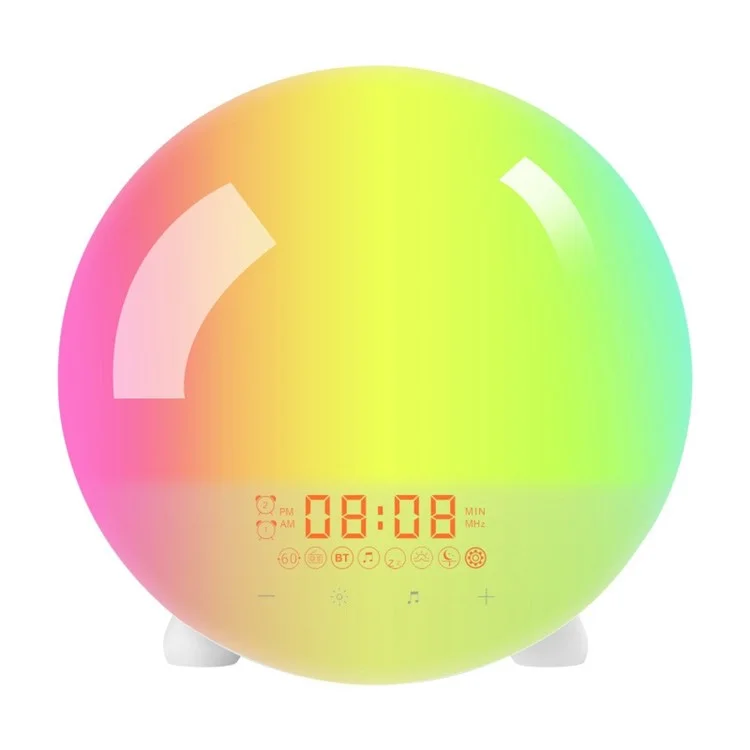 SH-123 Digital Weck-up Licht Sonnenaufgang / Sonnenuntergangssimulation Wecker Mit FM Radio Night Light Bluetooth Wireless Lautsprecher - US -stecker