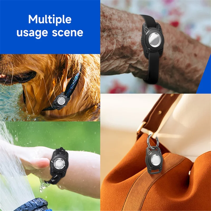 For Apple AirTag Locator Waterproof Protective Case Pet Collar Tracker TPU Cover, with Front Back Film Set - Purple