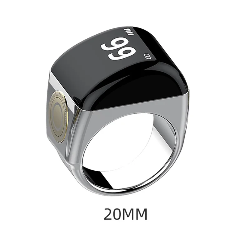 QB702 20mm Zinc Alloy Digital Smart Ring Tasbeeh Tasbih Ring Azan Quran Ring Counter Azan Zikr Ring - Black