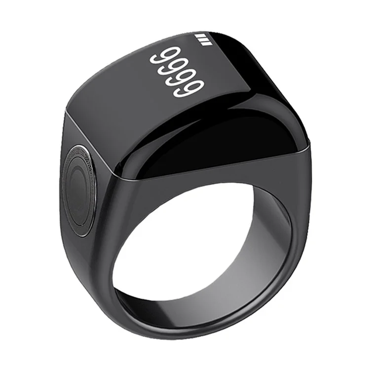 QB702 22mm Zinc Alloy Digital Smart Ring Tasbeeh Tasbih Ring Azan Quran Ring Counter Azan Zikr Ring - Black