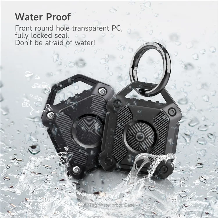 Waterproof Protection Case for AirTag, Rugged Anti-Scratch Bluetooth-compatible Tracker Cover Anti-Lost Holder Shell - Black