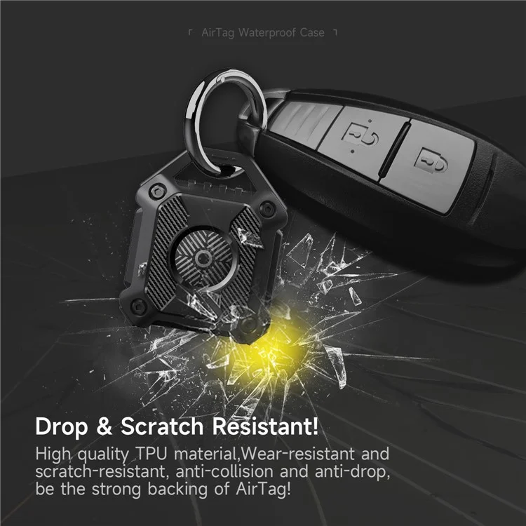 Waterproof Protection Case for AirTag, Rugged Anti-Scratch Bluetooth-compatible Tracker Cover Anti-Lost Holder Shell - Black