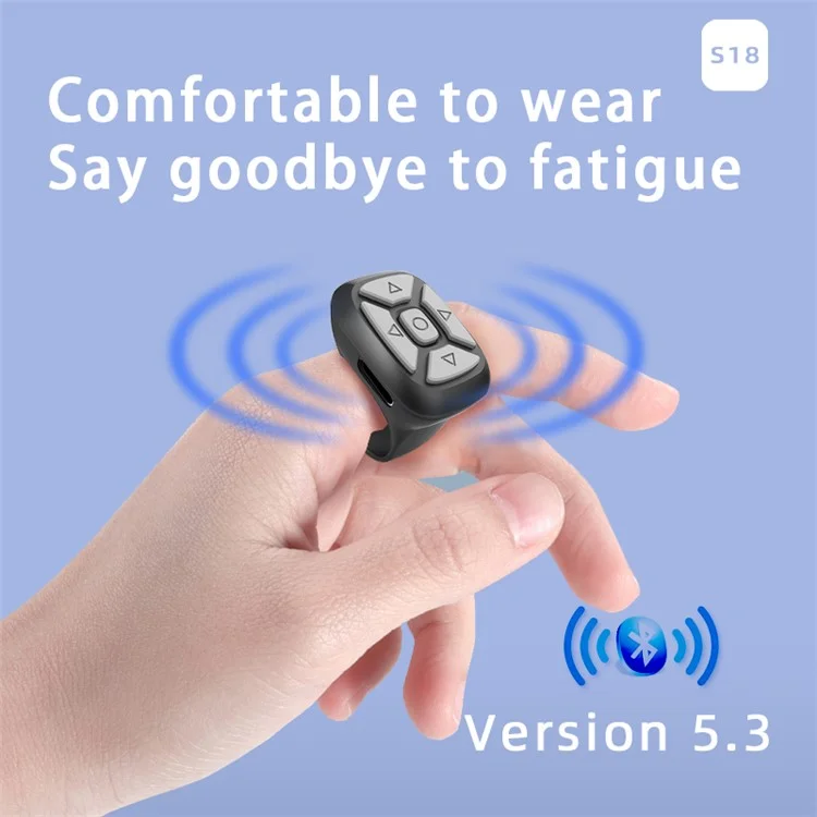 S18 Multi-Function Bluetooth-compatible Mobile Phone Remote Control Wireless Cell Phone APP Controller E-books Flipping Remote - Sky Blue