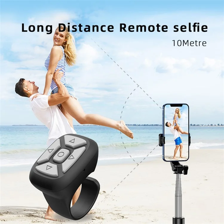 S18 Multi-Function Bluetooth-compatible Mobile Phone Remote Control Wireless Cell Phone APP Controller E-books Flipping Remote - Sky Blue