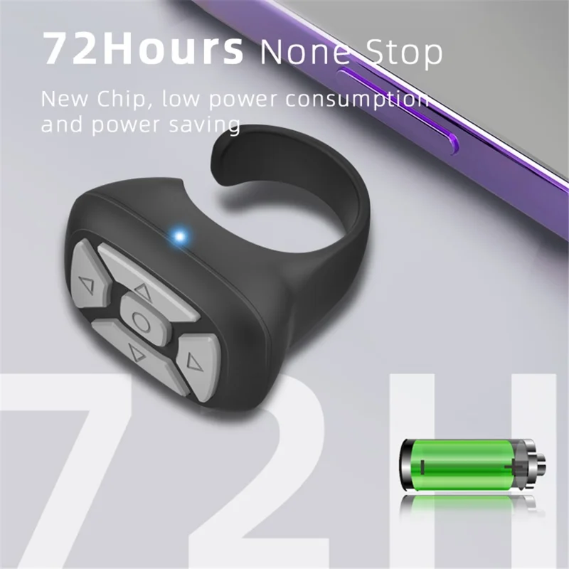 S18 جهاز تحكم عن بعد متعدد الوظائف متوافق مع بلوتوث للهاتف المحمول، جهاز تحكم لاسلكي للهاتف المحمول وتطبيقات الكتب الإلكترونية ذات التقليب عن بعد - أبيض