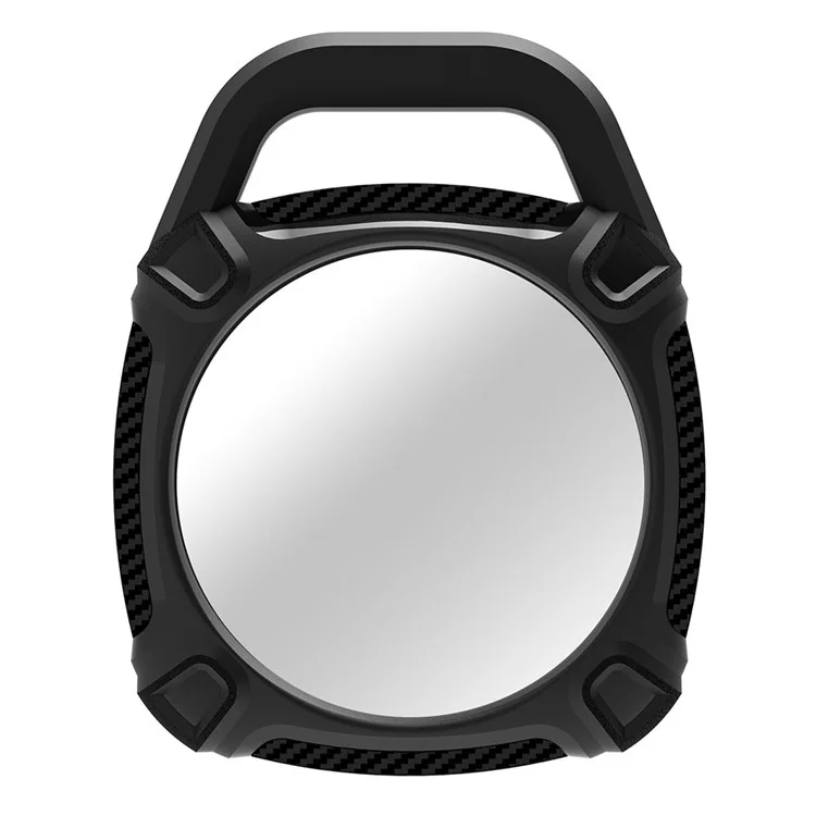 QUAD Element Series For Apple AirTag Locator TPU Case Carbon Fiber Texture Anti-Scratch Protective Skin Cover with Anti-Losing Keychain Ring - Black