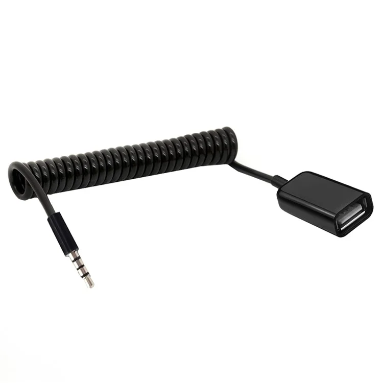 Adaptateur audio femelle USB2.0 vers mâle 1m 3,5 mm Câble de données de transfert du chargement OTG Spring