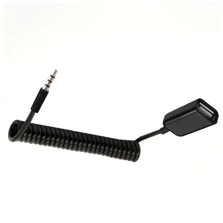 Adaptateur audio femelle USB2.0 vers mâle 1m 3,5 mm Câble de données de transfert du chargement OTG Spring