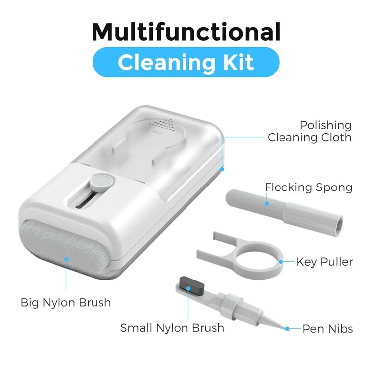 AHASTYLE WG93 6-in-1 Multifunctional Headset Cleaning Kit Cell Phone, Keyboards Cleaner Portable Cleaning Tools with Cleaning Brush