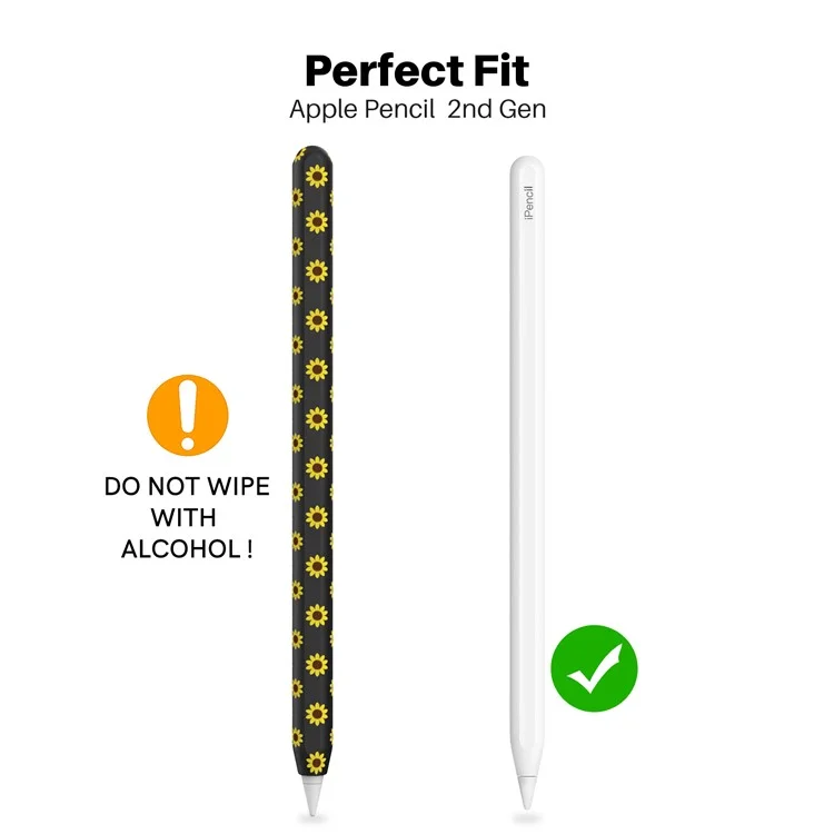 AHASTYLE PT65-SF Чехол для стилуса Apple Pencil (2-го поколения), защитный чехол из силикона с подсолнечным узором для стилуса - черный