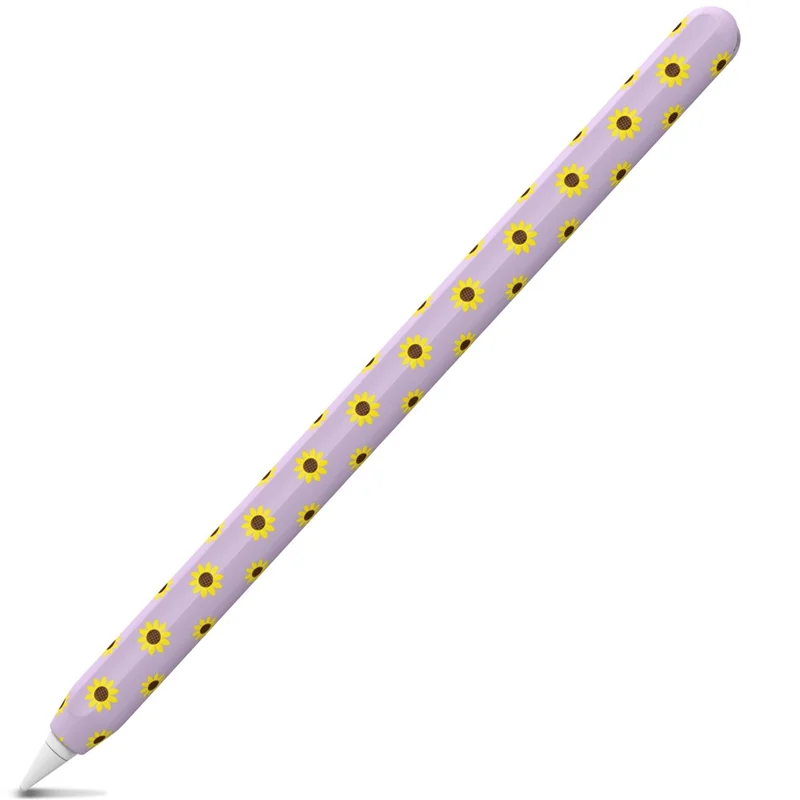 AHASTYLE PT65-SF Pen Sleeve for Apple Pencil (2nd Generation), Sunflower Pattern Stylus Pen Silicone Case Protective Cover - Purple