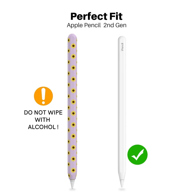 AHASTYLE PT65-SF Pen Sleeve for Apple Pencil (2nd Generation), Sunflower Pattern Stylus Pen Silicone Case Protective Cover - Purple