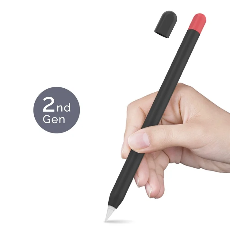 AHASTYLE PT65-2 per Apple Pencil (2a generazione) Touch Pen Protective Sleeve Contrasto Colore Stylus Pen Custodia in Silicone - Nero / Rosso
