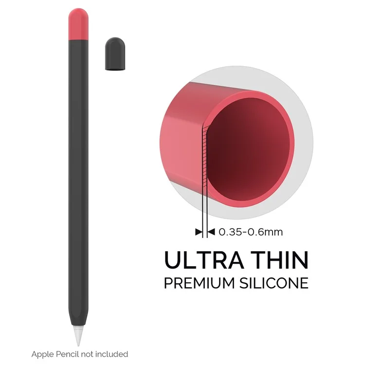 AHASTYLE PT65-2 per Apple Pencil (2a generazione) Touch Pen Protective Sleeve Contrasto Colore Stylus Pen Custodia in Silicone - Nero / Rosso
