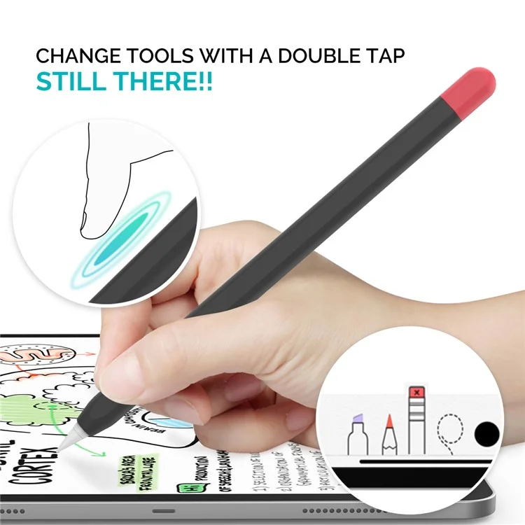 AHASTYLE PT65-2 per Apple Pencil (2a generazione) Touch Pen Protective Sleeve Contrasto Colore Stylus Pen Custodia in Silicone - Nero / Rosso