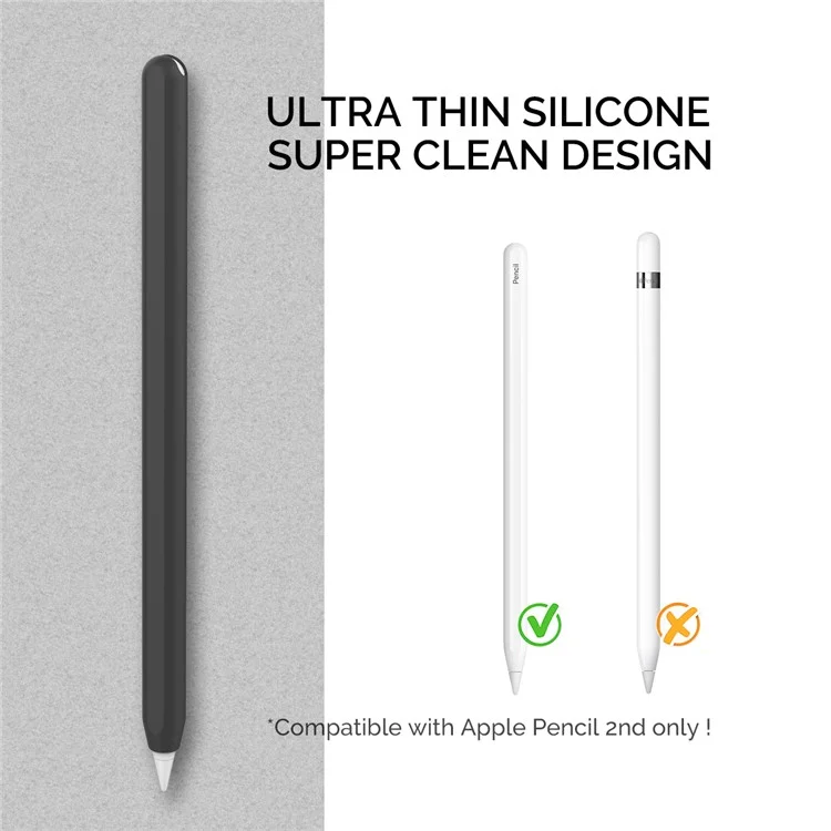 AHASTYLE PT65 Silicone Case for Apple Pencil (2nd Generation), Stylus Pen Protective Sleeve Cover - Black