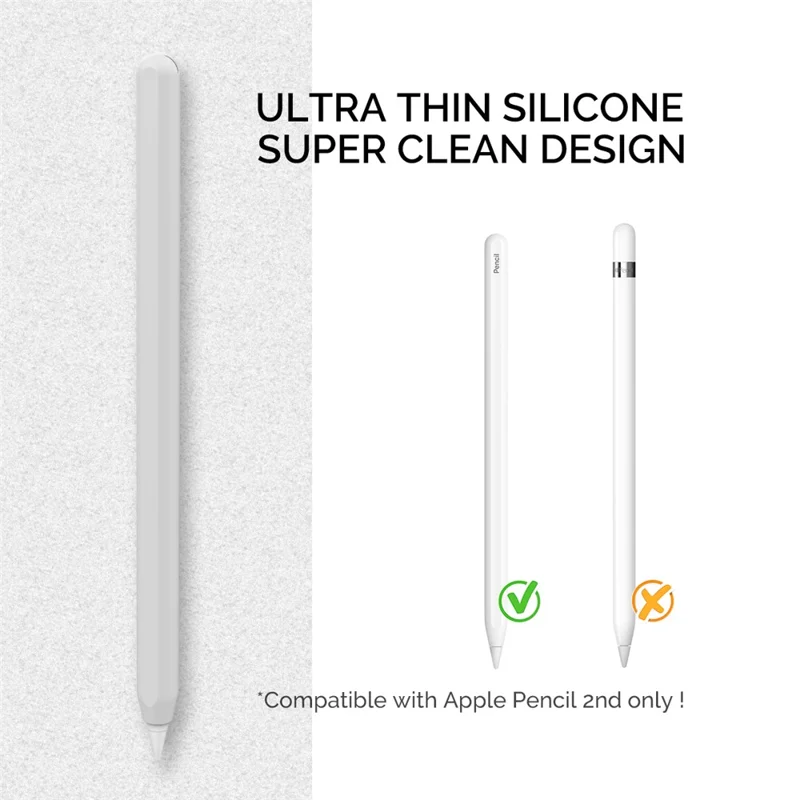 AHASTYLE PT65 Silicone Case for Apple Pencil (2nd Generation), Stylus Pen Protective Sleeve Cover - White