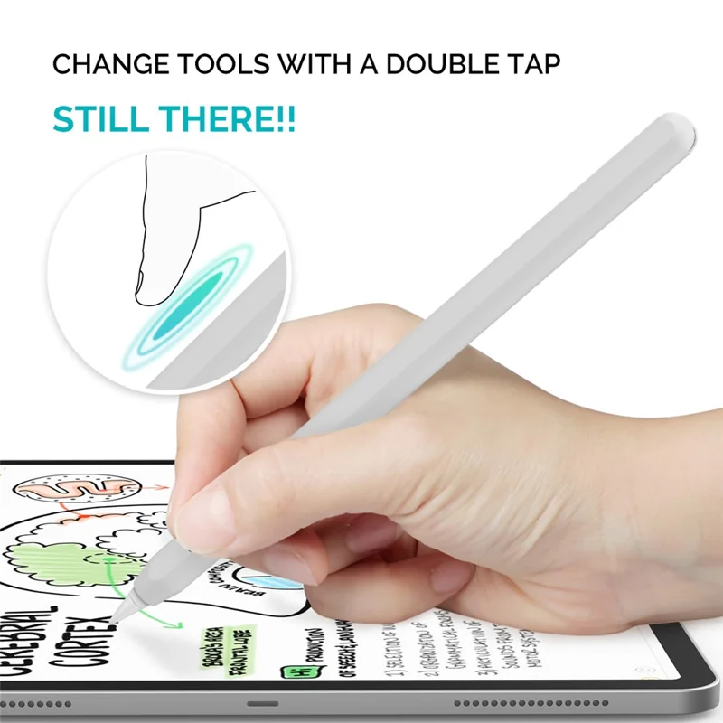 AHASTYLE PT65 Silicone Case for Apple Pencil (2nd Generation), Stylus Pen Protective Sleeve Cover - White