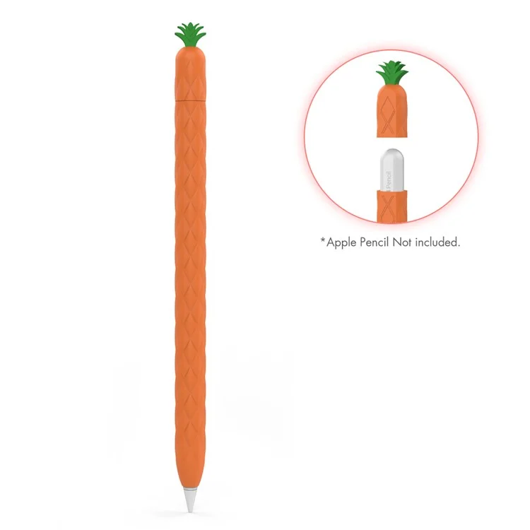 AHASTYLE PT106-2 for Apple Pencil Pro / Pencil (2nd Generation) Stylus Pen Silicone Skin Case Pineapple Style Protective Cover - Orange
