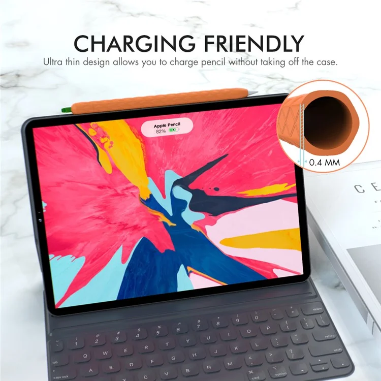 AHASTYLE PT106-2 for Apple Pencil Pro / Pencil (2nd Generation) Stylus Pen Silicone Skin Case Pineapple Style Protective Cover - Orange