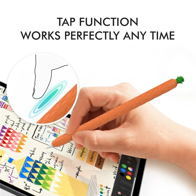 AHASTYLE PT106-2 for Apple Pencil Pro / Pencil (2nd Generation) Stylus Pen Silicone Skin Case Pineapple Style Protective Cover - Orange