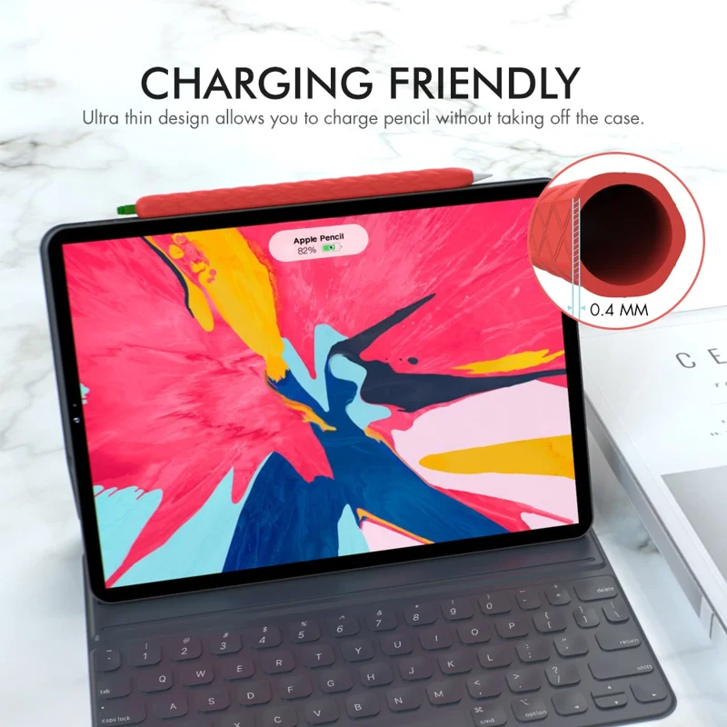 AHASTYLE PT106-2 para Apple Pencil Pro / Lápiz (2.ª generación) Funda de silicona para lápiz óptico Estuche protector con diseño de piña - Rojo