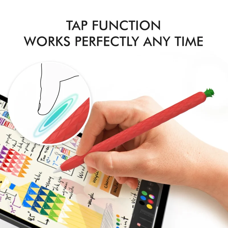 AHASTYLE PT106-2 para Apple Pencil Pro / Lápiz (2.ª generación) Funda de silicona para lápiz óptico Estuche protector con diseño de piña - Rojo