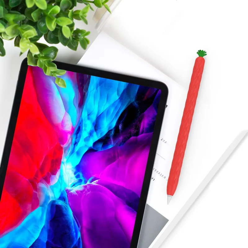 AHASTYLE PT106-2 para Apple Pencil Pro / Lápiz (2.ª generación) Funda de silicona para lápiz óptico Estuche protector con diseño de piña - Rojo
