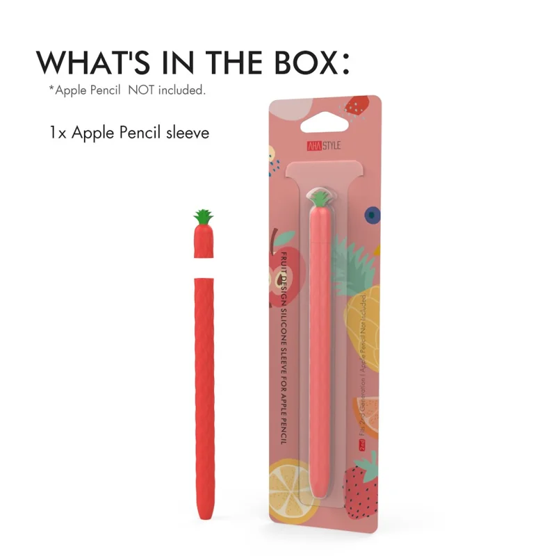 AHASTYLE PT106-2 para Apple Pencil Pro / Lápiz (2.ª generación) Funda de silicona para lápiz óptico Estuche protector con diseño de piña - Rojo