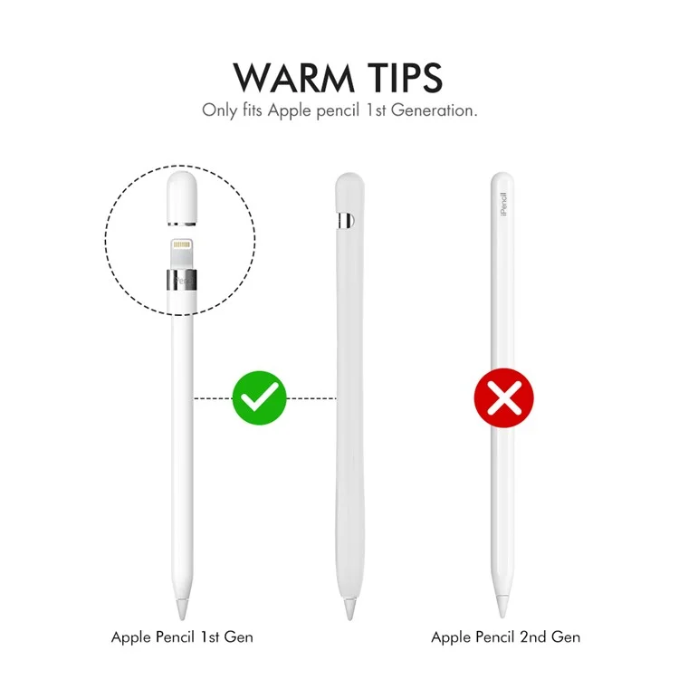 AHASTYLE PT93 Étui en silicone pour Apple Pencil (1ère génération), Housse de stylet, Peau tactile capacitive - Blanc