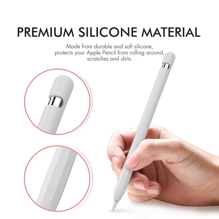 AHASTYLE PT93 Étui en silicone pour Apple Pencil (1ère génération), Housse de stylet, Peau tactile capacitive - Blanc