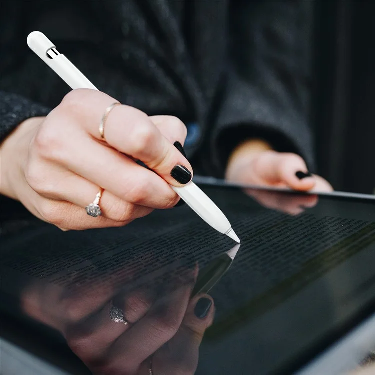 AHASTYLE PT93 Étui en silicone pour Apple Pencil (1ère génération), Housse de stylet, Peau tactile capacitive - Blanc