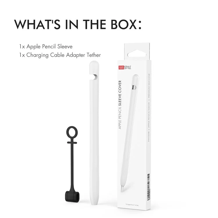 AHASTYLE PT93 Étui en silicone pour Apple Pencil (1ère génération), Housse de stylet, Peau tactile capacitive - Blanc