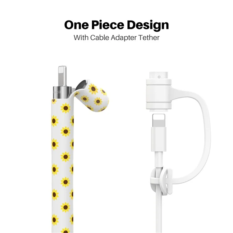 AHASTYLE PT93SF Schutzmantel für Apple Pencil (1. Generation), hautberührungssichere Sonnenblumenmuster-Silikonhülle - Weiß