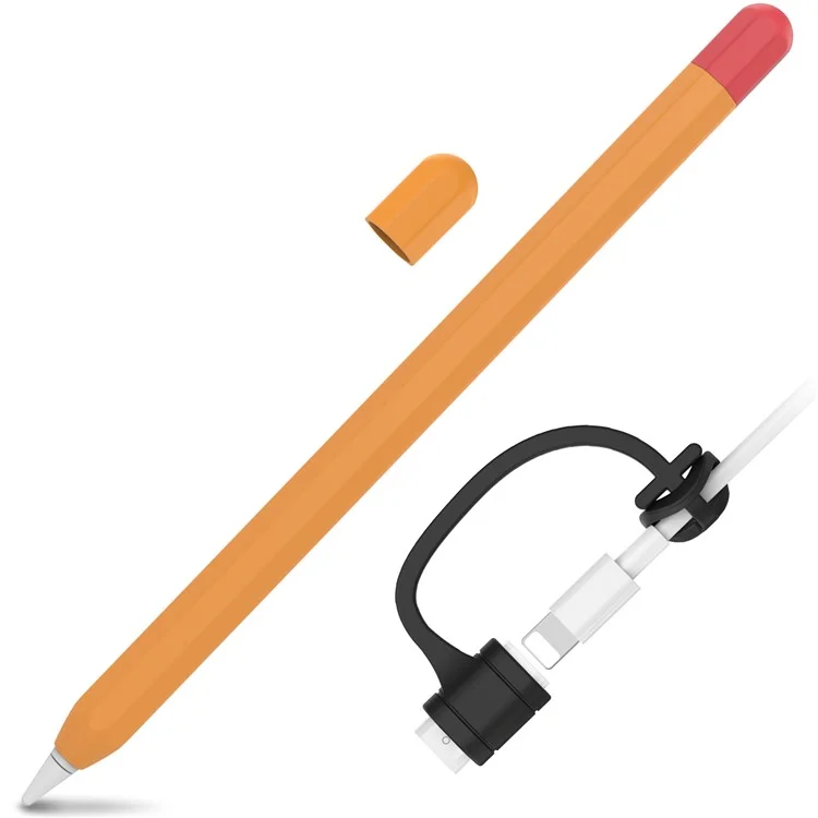 AHASTYLE PT94 Silicone Case for Apple Pencil (1st Generation), Stylus Pen Sleeve Contrast Color Protective Cover - Orange / Red