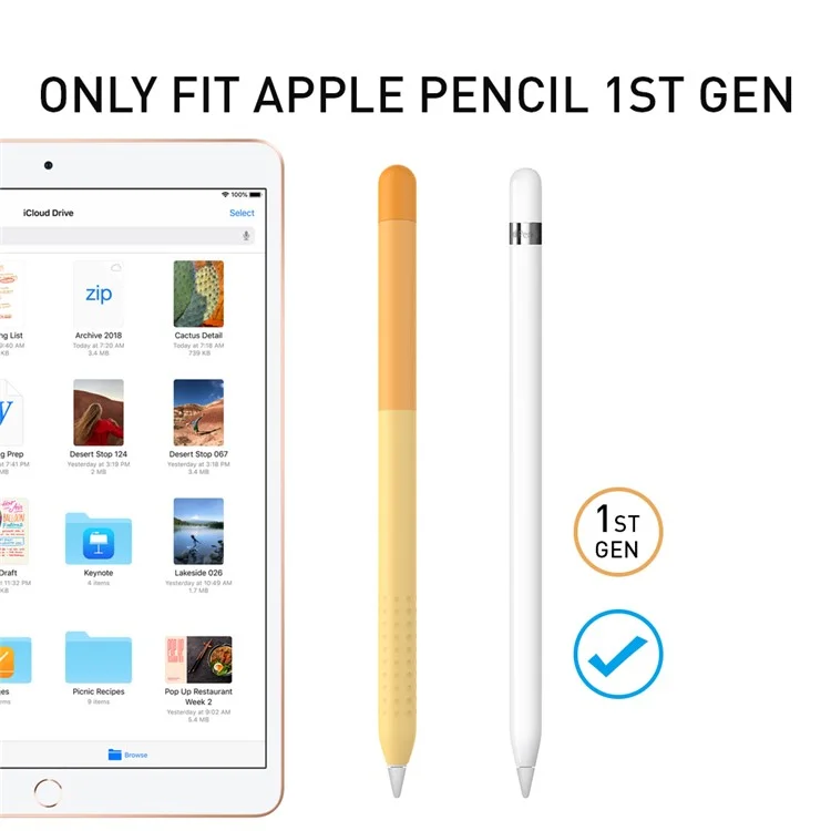 AHASTYLE PT102-1 Silicone Case for Apple Pencil (1st Generation) , Gradient Color Anti-slip Ultra Thin Stylus Pen Cover - Orange